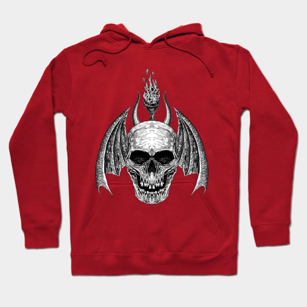 skull drawing Hoodie by HornArt